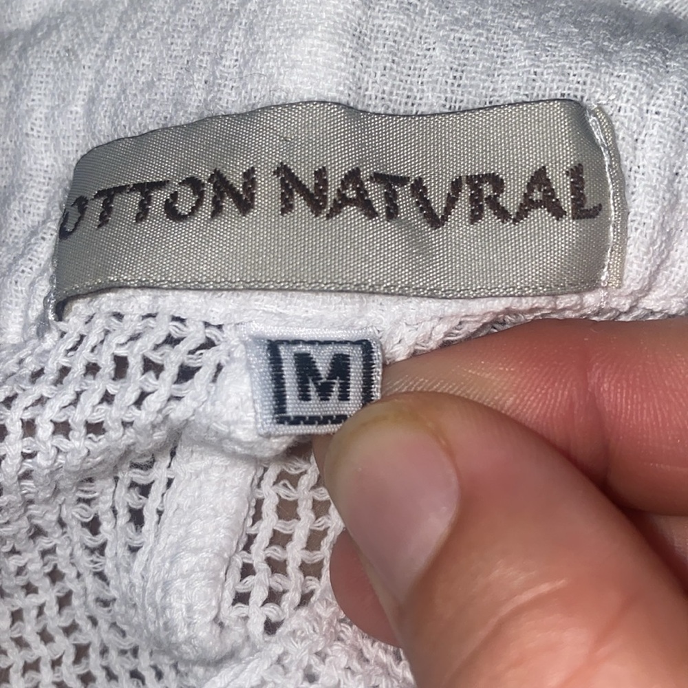 COTTON NATURAL White Net & Crochet V-Neck Swim Cover Up size Medium - Picture 5 of 6